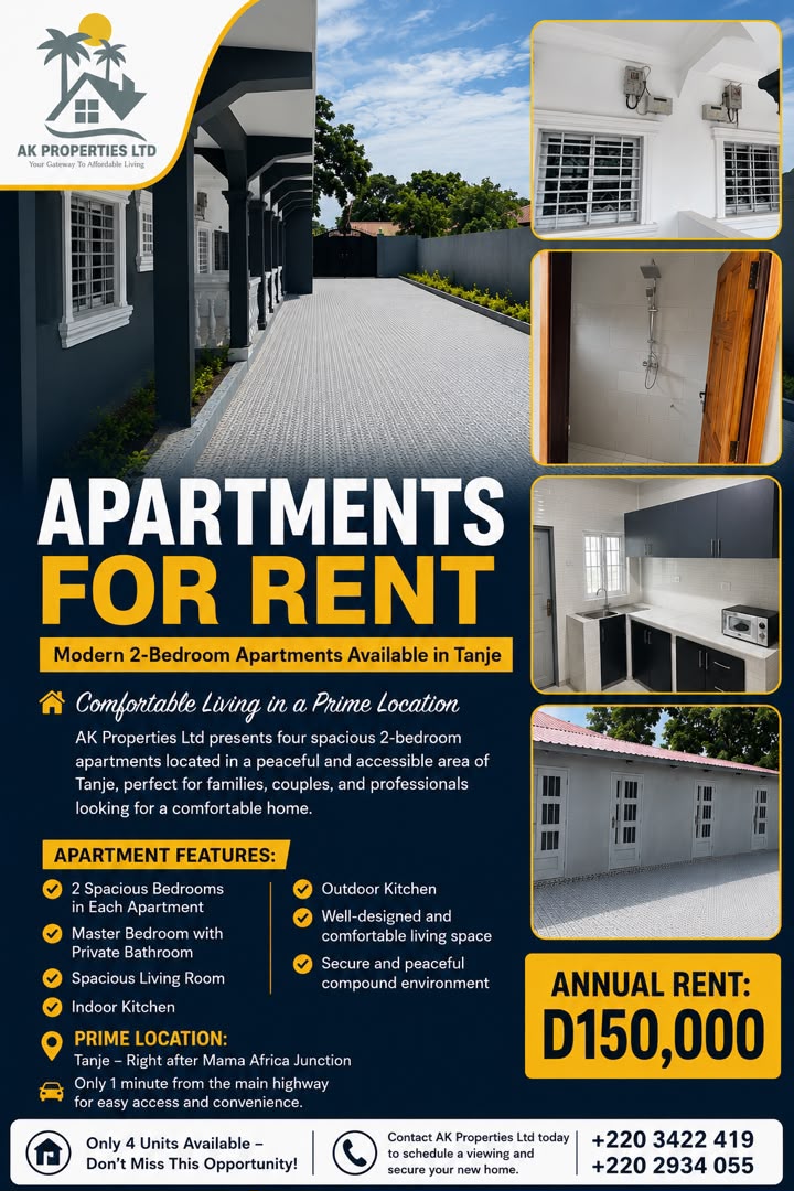 AK Properties Ltd - Apartments for Rent in Tanje flyer